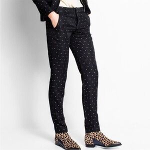 Zadig & Voltaire Womens Prune Jaco Pants Star Print Straight Leg Trousers 34 XS